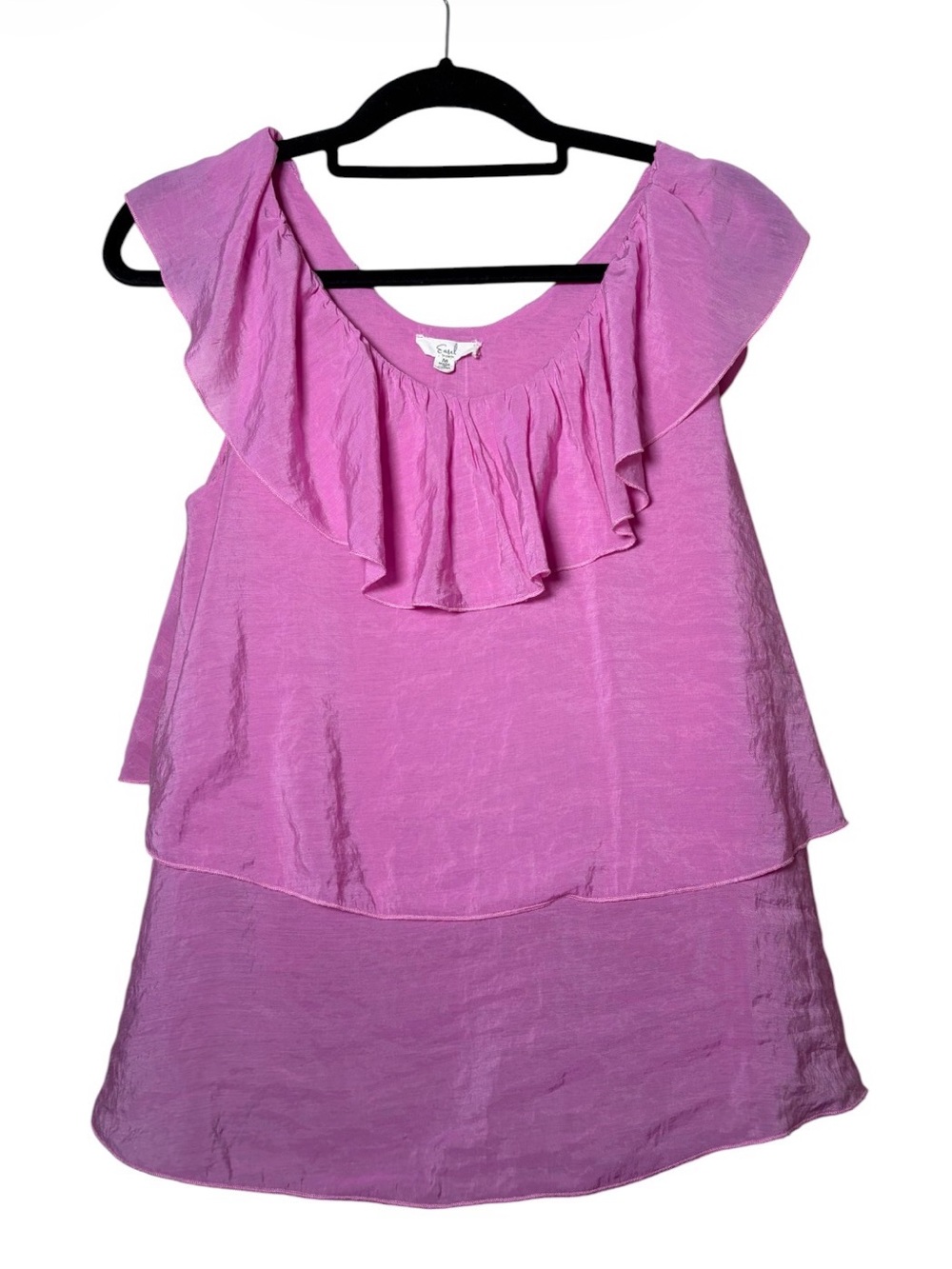 Easel Pink Sleeveless Ruffle Tencel Blend Blouse Size Medium